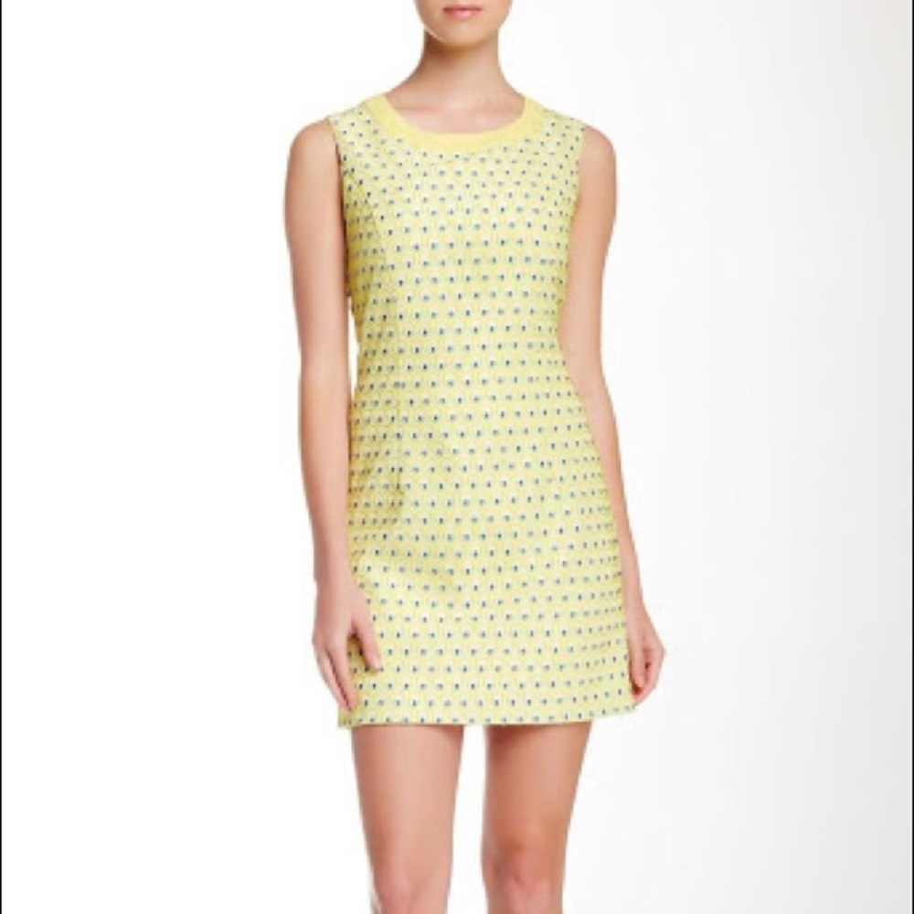 Insight Canuary Yellow Textured Shift Dress